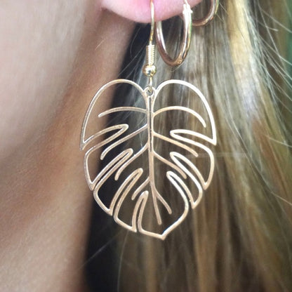 Boucles d'Oreilles Monstera doré