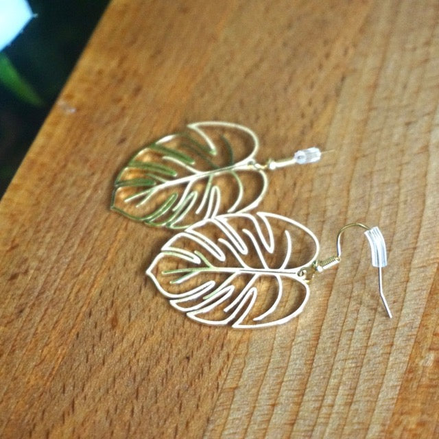 Boucles d'Oreilles Monstera doré