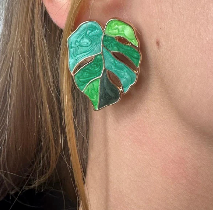 Boucles d’Oreilles Feuille de Monstera 🍃